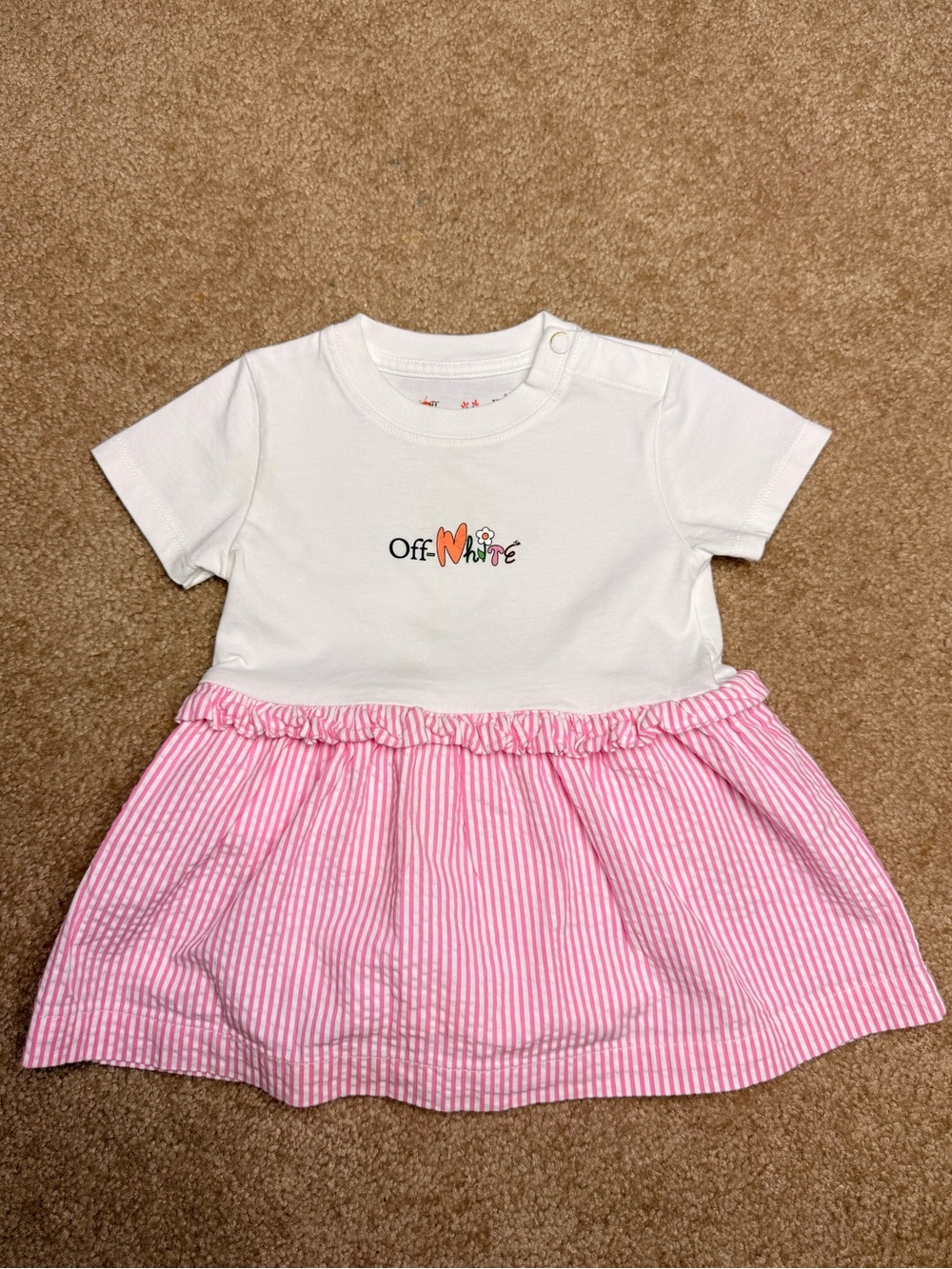 Off-White‎ Kids Baby Girls Pink Striped Dress Bodysuit 9-12M 80cm Portugal